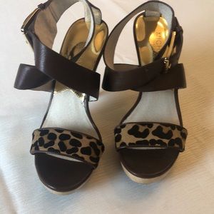 Michael Kors Platform Leather & Wood Sandal